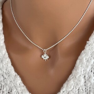 Personalized Maple Leaf Necklace - Maple Leaf Heart Charm with Handstamped Initial - 925 Sterling Silver Jewelry - Canada Necklace