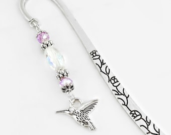 Hummingbird Bookmark - Hummingbird Gifts for Teacher Gifts, Bird Gifts for Hummingbird Lovers, Hummingbird Stationary, Beaded Charm Bookmark