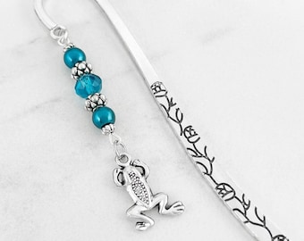 Frog Bookmark - Frog Lover Gifts for Teacher Gifts - Amphibian Bookmark - Frog Stationary - Unique Beaded Bookmarks - Frog Gifts