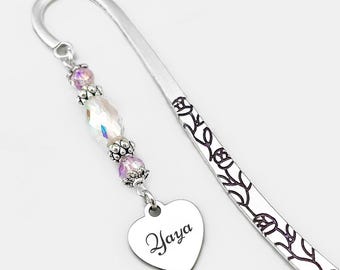 Yaya Heart Bookmark: Personalized Beaded Grandma Gift