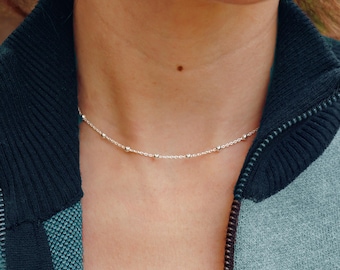 Sterling Silver Ball Bead Chain Necklace, Bracelet or Anklet: Handmade