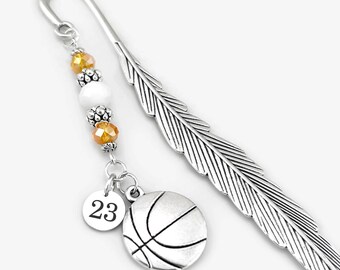 Basketball Charm Bookmark: Personalized Initial or Jersey Number Charm