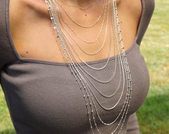 Minimalist Sterling Silver Chain Necklace for Women: Anchor, Snake, Twist, Curb, Cable, Rolo, Figaro, Box, Satellite, Ball - 14 to 36 inches