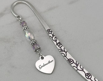 Godmother Bookmark - Beaded Metal Bookmark - Godmother Proposal - Mother's Day Gift for Godmother from Godson or Goddaughter