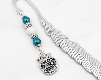 Owl Bookmark: Bird Charm, Beaded Teacher or Graduation Gift
