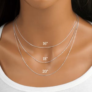 Thin Sterling Silver Box Chain Necklace for Women: 0.7mm thick - 16, 18, 20 inches