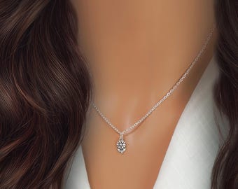 Dainty Daisy Flower Charm Necklace: Everyday 925 Sterling Silver Jewelry