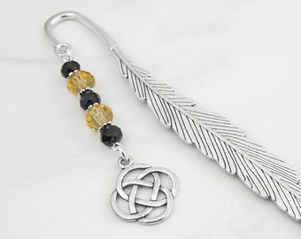 Celtic Knot Bookmark - Custom Beaded Bookmark - Tibetan Silver Charm Bookmark - Irish Gifts