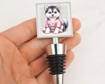 Dog Mom Wine Bottle Stopper Stainless Steel Engraved Gifts for Wine Lovers Affordable Funny Mother's Day Gift for Mom Dog Lover