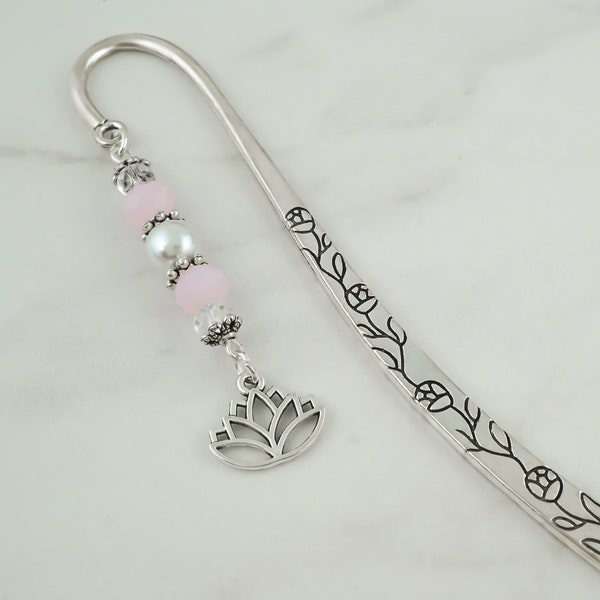 Lotus Flower Bookmark - Custom Beaded Bookmark - Yoga Gifts - Meditation Gifts - Lotus Bookmark - Spiritual Bookmark