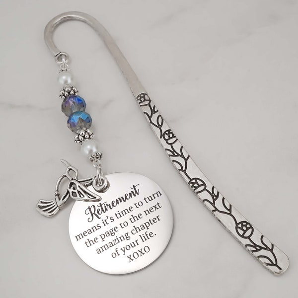 Custom Retirement Bookmark with Hummingbird Charm - Tibetan Silver Bookmark - Teacher Retirement Gifts - Retirement Gifts for Women and Men