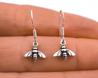 Tiny Sterling Silver Bumblebee Earrings: Minimalist Bee Jewelry