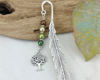 Tree Bookmark - Beaded Metal Tibetan Silver Bookmark - Nature Inspired Teacher Gifts - Arbor Day Gift