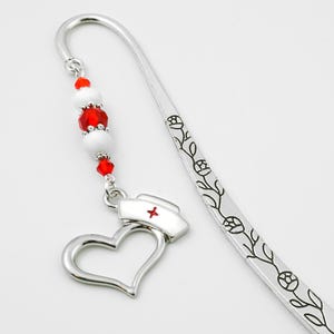 Nurse Bookmark - Beaded Charm Book Marker for Registered Nurses and Nursing Students