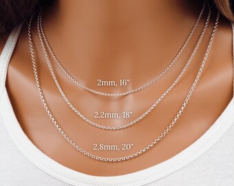 Sterling Silver Rolo Chain Necklace: Unisex, 2mm, 2.2mm, 2.8mm thick, Handcrafted in Canada