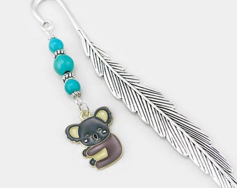 Koala Bookmark - Enamel Koala Bear Charm, Beaded Australian Gifts
