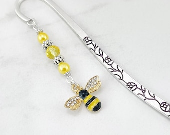 Bumblebee Bookmark: Enamel Insect Charm Beaded Book Marker