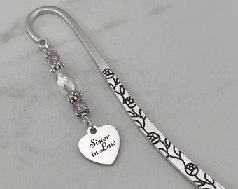 Sister in Law Bookmark - Heart Tibetan Silver Bookmark - Bridal Party Gifts - Wedding Favors - Sister in Law Gift - Wedding Stationary