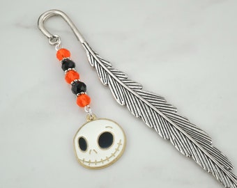 Jack Skellington Bookmark - Tibetan Silver Metal Beaded Bookmark - Movie Lover Gifts - Halloween Bookmark - Christmas Bookmark