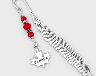 Canada Maple Leaf Bookmark - Charm Beaded Charm Book Marker, Canadian Gift Ideas