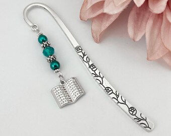 Book Bookmark - Reader Gift - Gift for Readers - Tibetan Silver Beaded Bookmark - Book Lover Gifts - Librarian Bookmark
