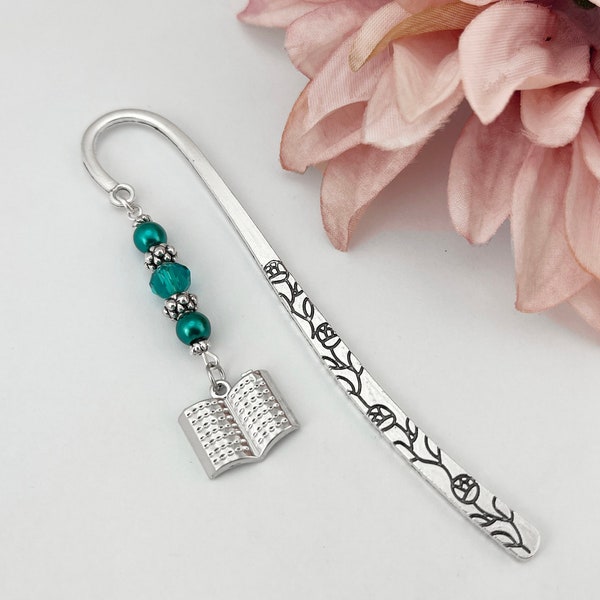 Book Bookmark - Reader Gift - Gift for Readers - Tibetan Silver Beaded Bookmark - Book Lover Gifts - Librarian Bookmark