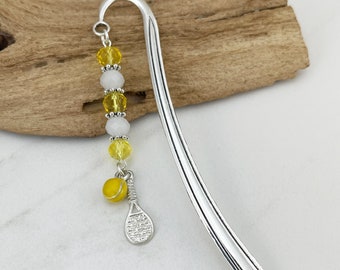 Tennis Bookmark - Tennis Ball and Racket Charm - Sports Gifts - Unique Beaded Bookmark - Tennis Coach Gifts