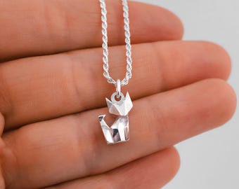 Origami Fox Necklace: 925 Sterling Silver Charm Jewelry