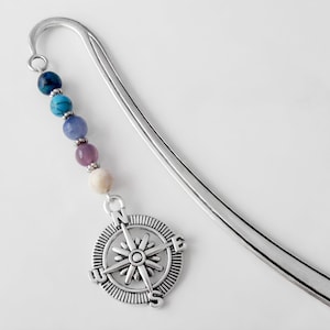 Compass Bookmark - Tibetan Silver Bookmark - Unique Bookmarks - Personalized Stationary - Traveling Gifts