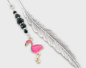 Pink Flamingo Bookmark - Unique Tibetan Silver Bookmark - Pink Bird Gifts - Flamingo Gifts - Pink Flamingo Stationary