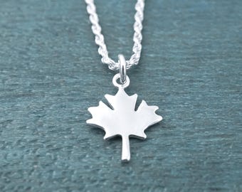 Sterling Silver Maple Leaf Necklace – Dainty Canada Charm Jewelry