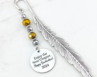 Custom Graduation Bookmark - Metal Charm Bookmark - Unique Beaded Bookmarks - Personalized Stationary - 2024 Graduation Gifts for Him or Her