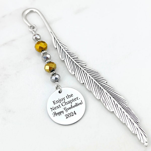 Custom Graduation Bookmark - Metal Charm Bookmark - Unique Beaded Bookmarks - Personalized Stationary - 2024 Graduation Gifts for Him or Her