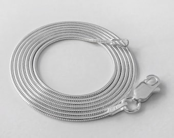 925 Sterling Silver Snake Chain - 1.1 mm - 16, 18, 20, 22, 24 inches - Finished Chain with Lobster Clasp