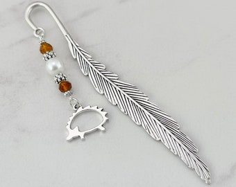 Hedgehog Bookmark - Hedgehog Gift Ideas - Beaded Tibetan Silver Bookmark - Unique Bookmarks - Animal Bookmark