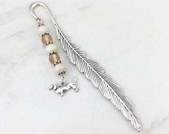 Dachshund Bookmark - Silver Dog Love Charm - Unique Beaded Charm Bookmark - Dashound Lover Gifts