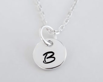 Monogram Letters Necklace - 8mm Round Initial Charms - Personalized 925 Sterling Silver Jewelry - Mother's Necklace - Alphabet Necklace