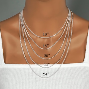 Collier à maillons gourmette en argent sterling 925, unisexe, style simple, 2,1 mm - 40, 45, 50, 55, 60 cm