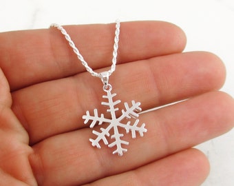 Collier flocon de neige en argent sterling 925 - Bijoux d'hiver purs et simples - Cadeau de Noël - Bijoux flocon de neige en argent - Articles de flocon de neige