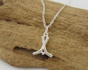 Hockey Sticks Necklace - 925 Sterling Silver Jewelry - Small Adults/Kids Sports Jewelry - Hockey Team Gifts - Hockey Coach Gift