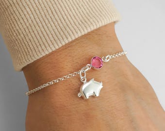Sterling Silver S925 Pig Nose Shaped Link Silver Bracelet With