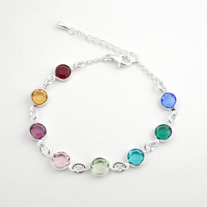 Birthstone Charm Bracelet: Sterling Silver or Gold Filled, Personalized Gift, Up to 12 Charms