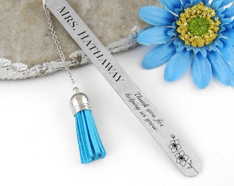 Personalized Teacher Bookmark: School Year End Gifts, Thank You For Helping Us Grow