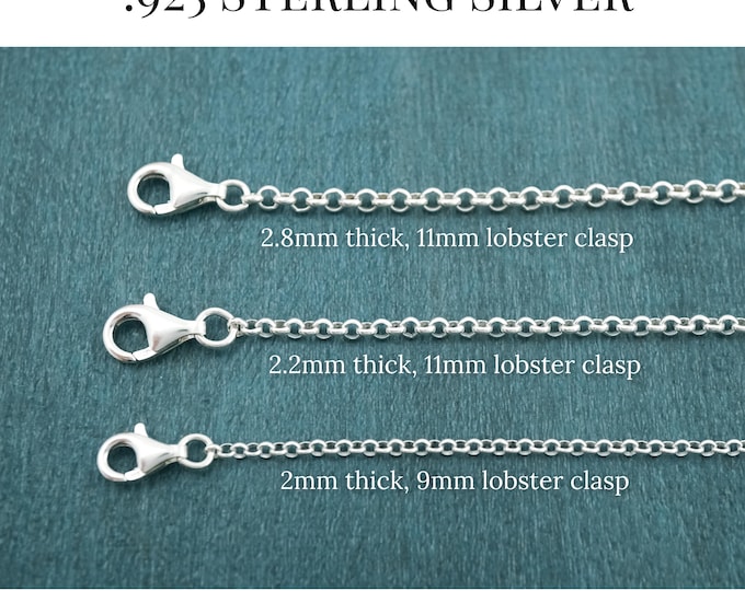 Featured listing image: Sterling Silver Rolo Chain Necklace: Unisex, 2mm, 2.2mm, 2.8mm thick