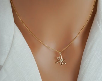 14k Gold Filled Dragonfly Necklace - Thin Gold Filled Dragonfly Charm Necklace - Small Gold Dragonfly Jewelry - Mother's Day Gift