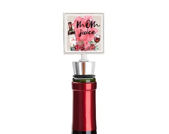 Mom Juice Wine Bottle Stopper Stainless Steel Engraved Gifts for Wine Lovers Affordable Mother's Day Gift for Mom Gifts Cork Red Wine Gifts