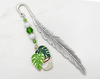 House Plant Bookmark - Enamel Potted Plant Charm Bookmark - Plant Lover Gifts - Tibetan Silver Bookmark - Plant Gifts