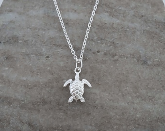 Sea Turtle Necklace - 925 Sterling Silver - Small Turtle Charm Pendant - Sea Turtle Jewelry