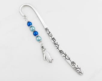 Penguin Charm Bookmark: Silver Penguin Gift for Book Lovers