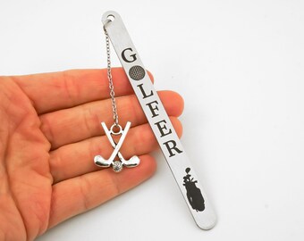 Golfer Bookmark - Golf Gifts for Men or Women - Stainless Steel Laser Engraved Bookmark - Custom Golfing Bookmark - Golf Gifts for Readers
